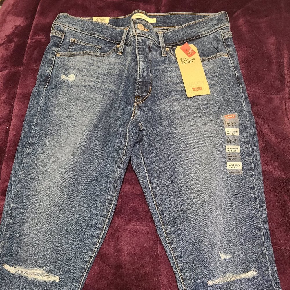 NWT Levi's 311 Shaping Skinny Jeans Medium Blue Wash Size 14 Medium (W32 L30)